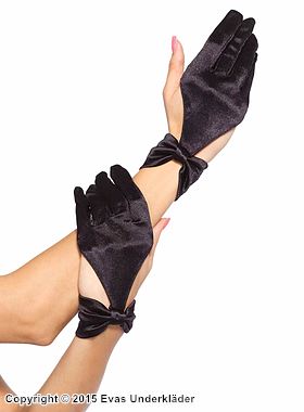 Handschuhe, Satin, Schleife